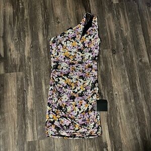 Lulu's Purple and Yellow One Shoulder Bodycon Dress
